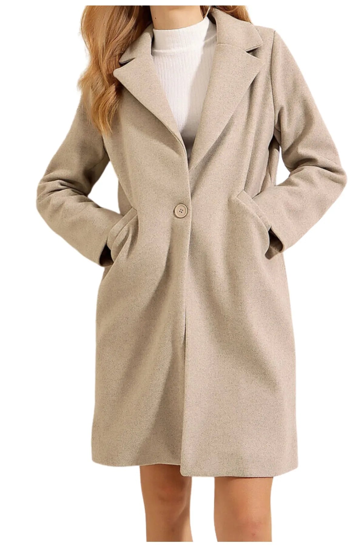 Gray Women's Single Button Long Sleeve Coat