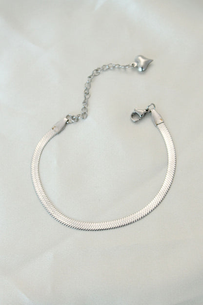 Elegance Yılan Pulu Çelik Bileklik - 20cm - Gümüş/Altın - İtalyan Zinciri Tasarımlı