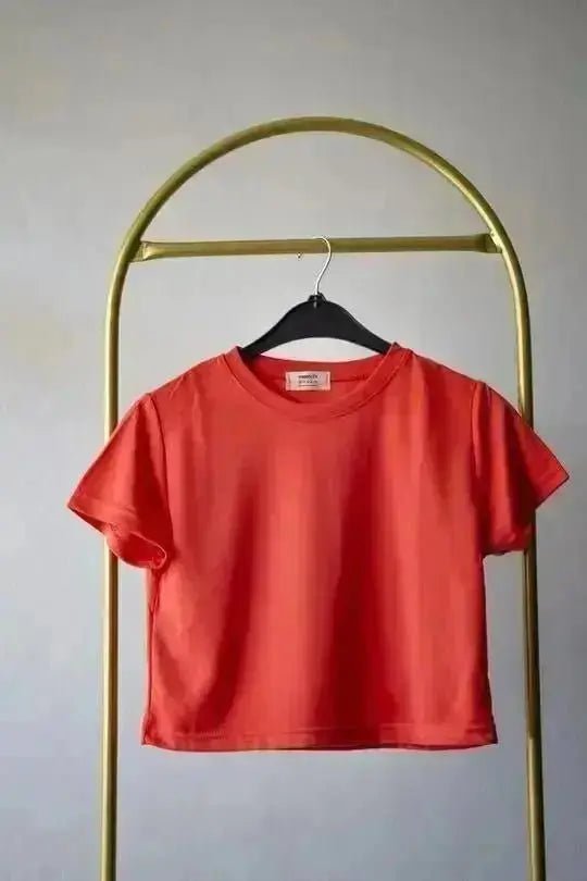 Orange Fillet Bamboo Penye Crop T-shirt - Momchi -