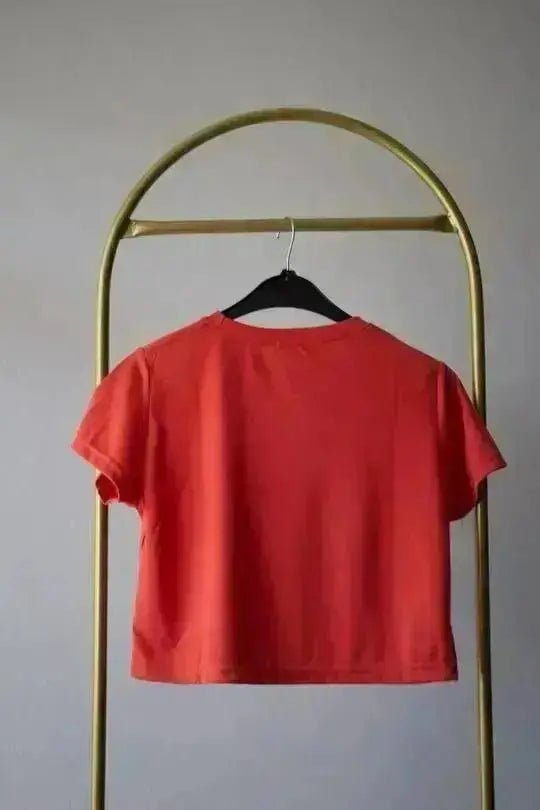 Orange Fillet Bamboo Penye Crop T-shirt - Momchi -